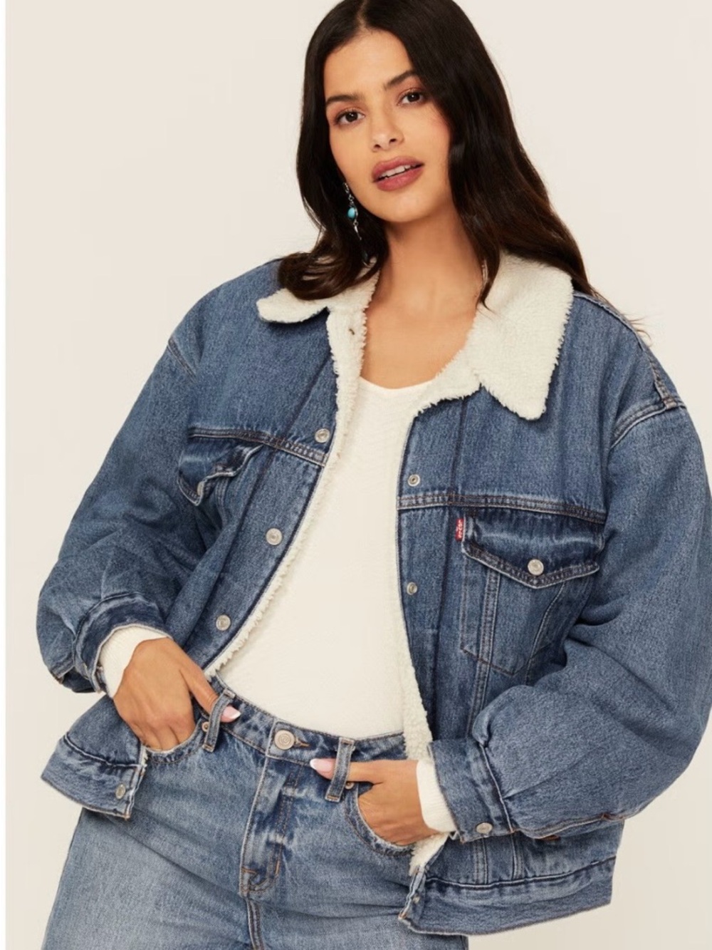 *NWT* Levi's Blue Denim Sherpa-90’s Trucker Jean Jacket